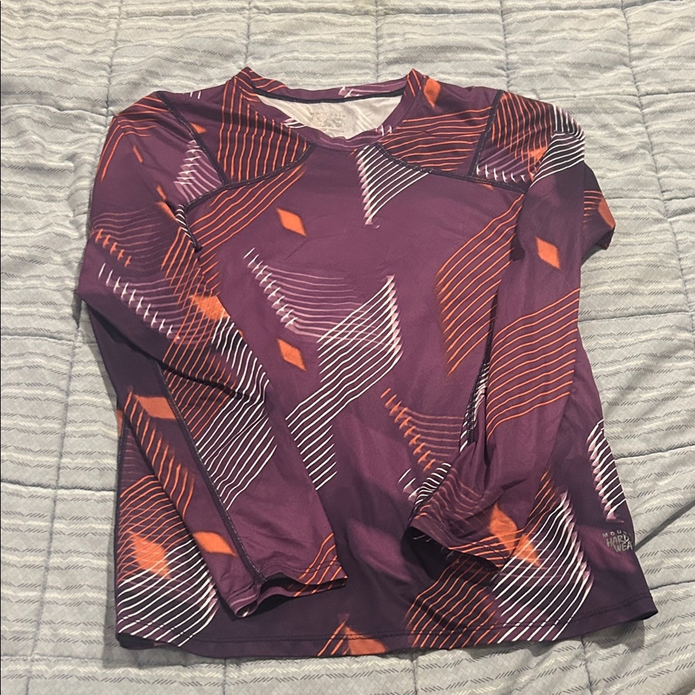 Mountain HardWear Long Sleeve Geometric Print Top - Purple & Orange
